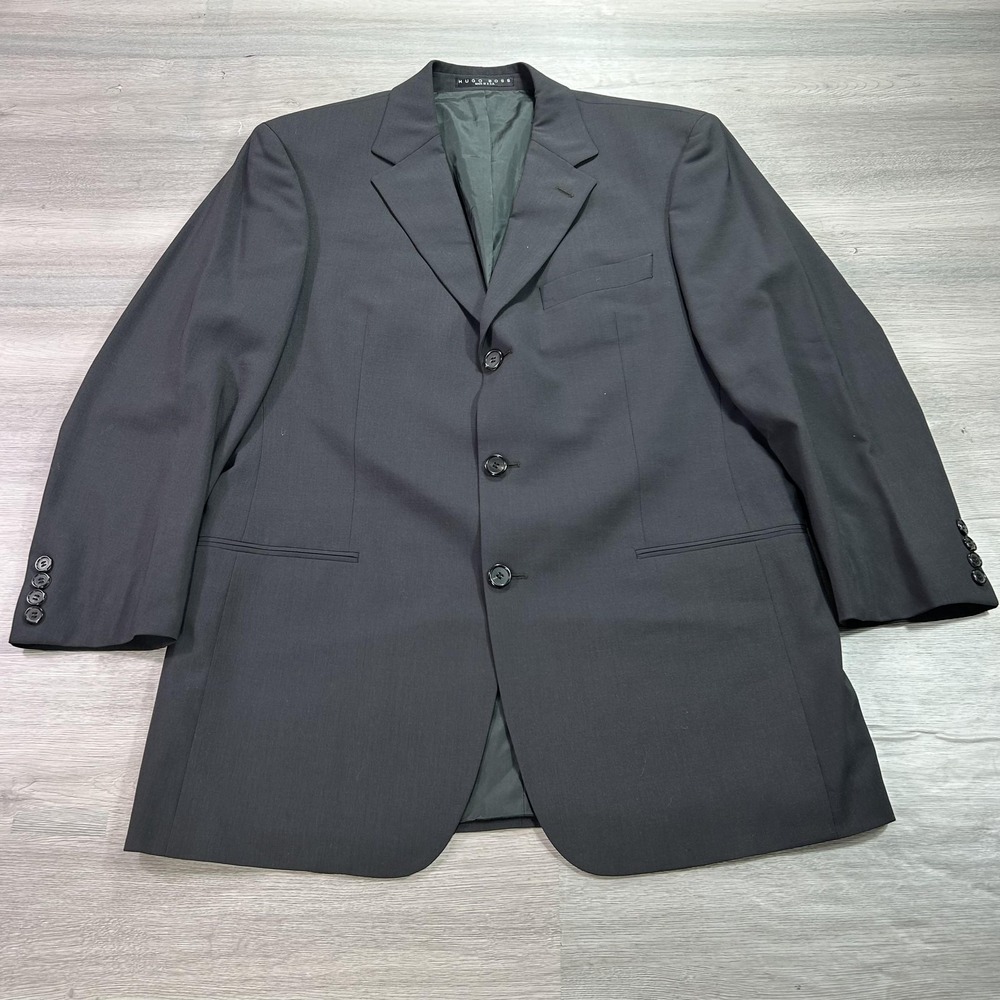 Hugo Boss Blazer Mens 40R Black Einstein Sigma Virgin Wool‎ Made in USA 3 Button